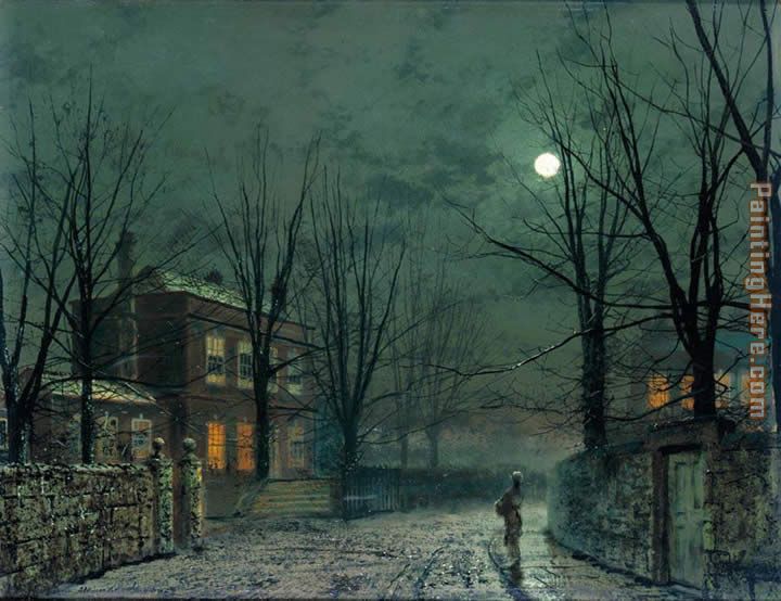 The Old Hall Under Moonlight painting - John Atkinson Grimshaw The Old Hall Under Moonlight art painting